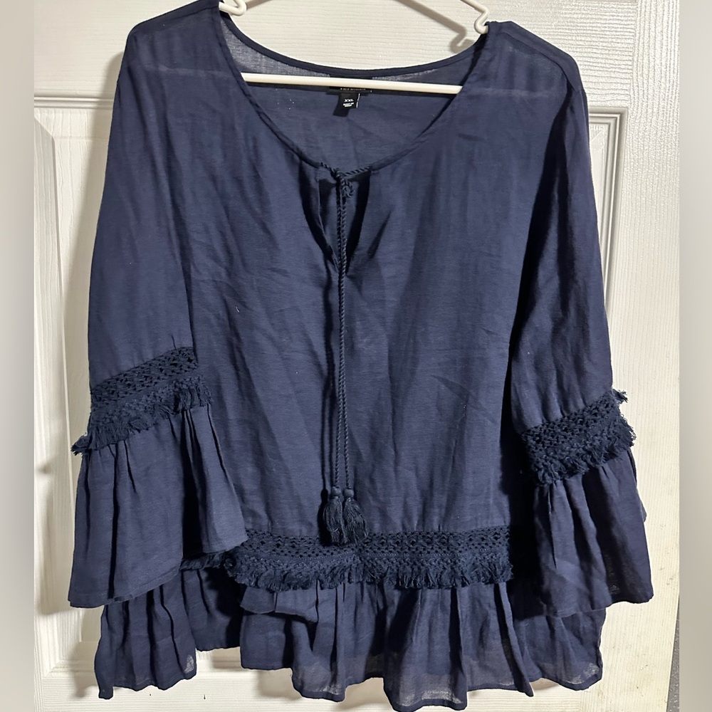Ruffled Tie Front Blouse
